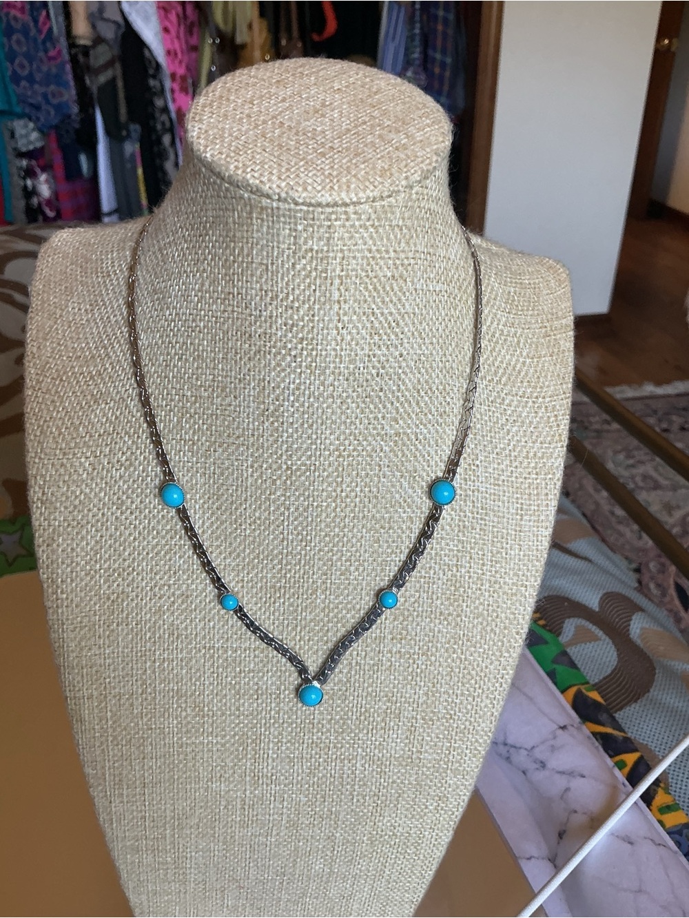 Sarah Coventry Silver-Tone Necklace with Acrylic Blue Stones